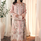 JADE-3PC DHANAK EMBROIDERED SHIRT WITH COUTRAI PRINTED SHAWL AND TROUSER- 406V