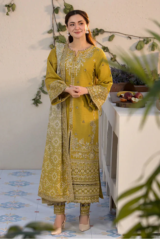 Dhanak-3PC Embroidered Shirt with Digital Printed Wool Shawl- 430