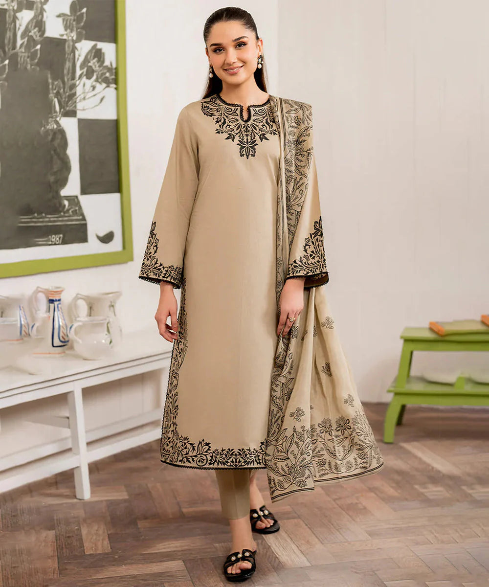 GARNADE - 3PC DHANAK EMBROIDERED UNSTITCHED DRESS - 148